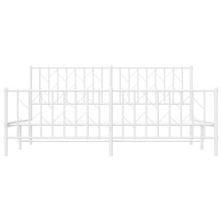 Cadre de lit métal sans matelas et pied de lit blanc 183x213 cm 
