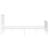 Cadre de lit métal sans matelas et pied de lit blanc 183x213 cm 