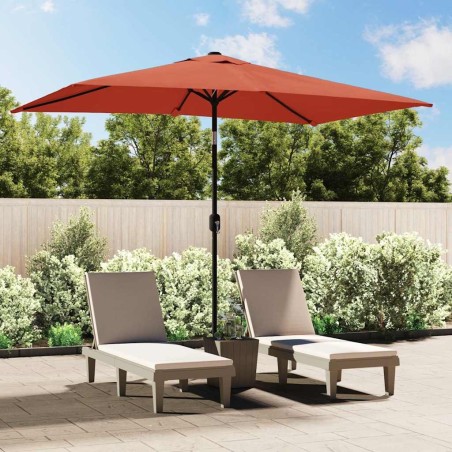 Parasol d'extérieur avec mât en métal 300x200 cm terre cuite 