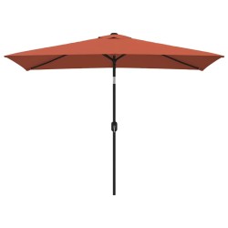 Parasol d'extérieur avec mât en métal 300x200 cm terre cuite 
