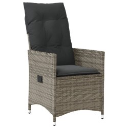 Chaise inclinable de jardin avec coussins gris résine tressée 