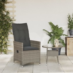 Chaise inclinable de jardin avec coussins gris résine tressée 