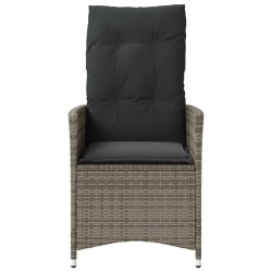 Chaise inclinable de jardin avec coussins gris résine tressée 
