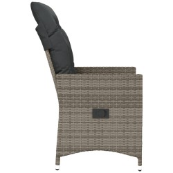 Chaise inclinable de jardin avec coussins gris résine tressée 
