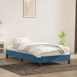 Cadre de lit sans matelas bleu foncé 80x220 cm velours 