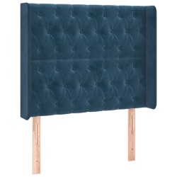Tête de lit avec oreilles Bleu foncé 93x16x118/128 cm Velours 
