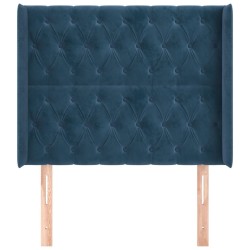 Tête de lit avec oreilles Bleu foncé 93x16x118/128 cm Velours 