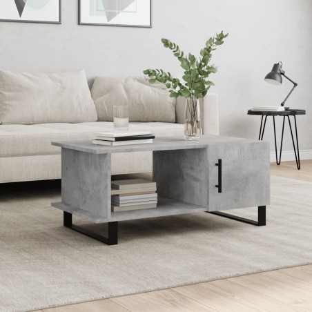 Table basse gris béton 90x50x40 cm bois d'ingénierie 