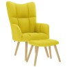 Chaise de relaxation avec repose-pied jaune clair tissu 