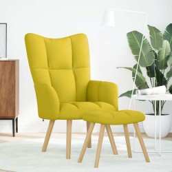 Chaise de relaxation avec repose-pied jaune clair tissu 