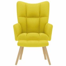 Chaise de relaxation avec repose-pied jaune clair tissu 