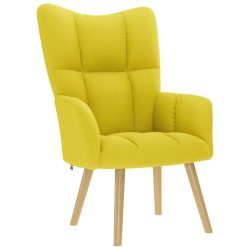 Chaise de relaxation avec repose-pied jaune clair tissu 