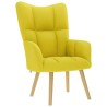 Chaise de relaxation avec repose-pied jaune clair tissu 