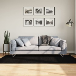 Tapis HUARTE à poils courts doux et lavable noir 100x200 cm 