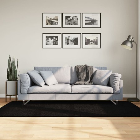 Tapis HUARTE à poils courts doux et lavable noir 100x200 cm 