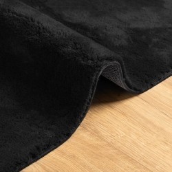 Tapis HUARTE à poils courts doux et lavable noir 100x200 cm 