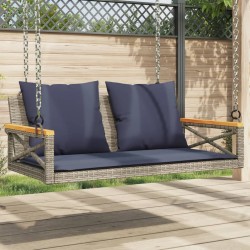 Balancelle avec coussins gris 109x62x40 cm résine tressée 