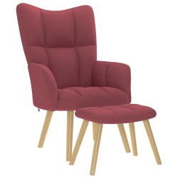 Chaise de relaxation avec repose-pied Rouge bordeaux Tissu 