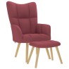 Chaise de relaxation avec repose-pied Rouge bordeaux Tissu 
