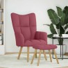 Chaise de relaxation avec repose-pied Rouge bordeaux Tissu 