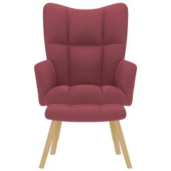 Chaise de relaxation avec repose-pied Rouge bordeaux Tissu 