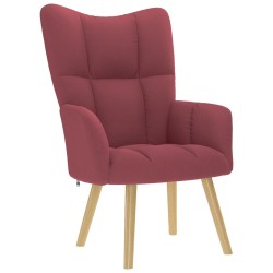 Chaise de relaxation avec repose-pied Rouge bordeaux Tissu 
