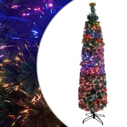 Arbre de Noël artificiel mince et support 240 cm fibre optique 