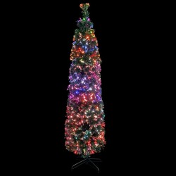 Arbre de Noël artificiel mince et support 240 cm fibre optique 