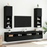 Meubles TV avec lumières LED 2 pcs noir 30,5x30x102 cm 