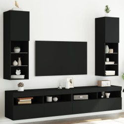 Meubles TV avec lumières LED 2 pcs noir 30,5x30x102 cm 