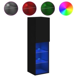 Meubles TV avec lumières LED 2 pcs noir 30,5x30x102 cm 