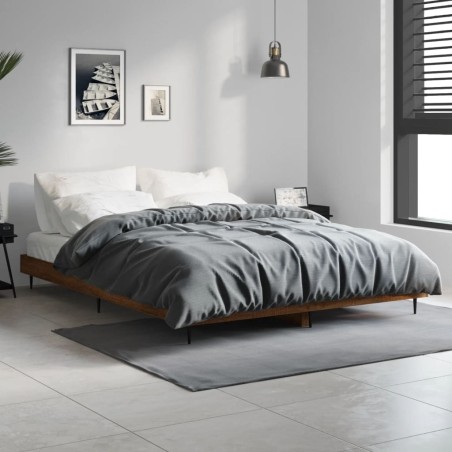 Cadre de lit sans matelas chêne marron 135x190 cm 
