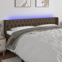 Tête de lit à LED Marron foncé 183x16x78/88 cm Tissu 