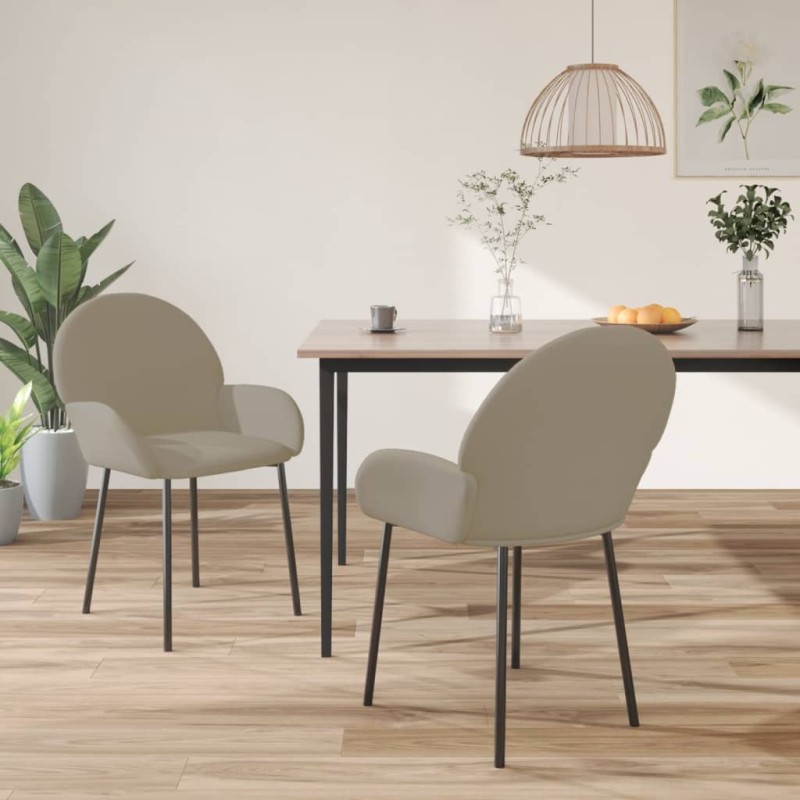 Chaises à manger lot de 2 Gris clair Velours 