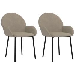 Chaises à manger lot de 2 Gris clair Velours 