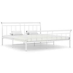 Cadre de lit sans matelas blanc métal 200x200 cm 