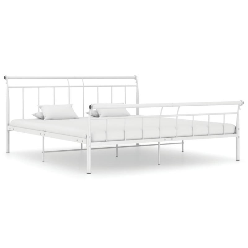Cadre de lit sans matelas blanc métal 200x200 cm Cadre de lit sans matelas blanc métal 200x200 cm