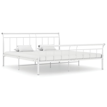 Cadre de lit sans matelas blanc métal 200x200 cm 