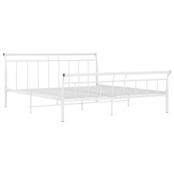 Cadre de lit sans matelas blanc métal 200x200 cm 