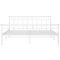 Cadre de lit sans matelas blanc métal 200x200 cm 