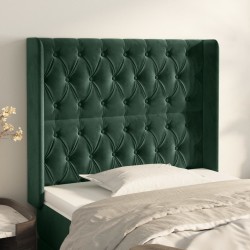 Tête de lit avec oreilles Vert foncé 93x16x118/128 cm Velours 