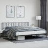 Cadre de lit métal sans matelas avec tête de lit noir 200x200cm 