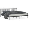 Cadre de lit métal sans matelas avec tête de lit noir 200x200cm 