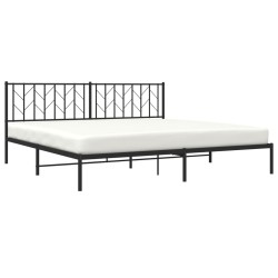 Cadre de lit métal sans matelas avec tête de lit noir 200x200cm 