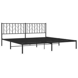 Cadre de lit métal sans matelas avec tête de lit noir 200x200cm 