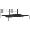 Cadre de lit métal sans matelas avec tête de lit noir 200x200cm 