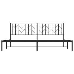 Cadre de lit métal sans matelas avec tête de lit noir 200x200cm 
