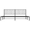 Cadre de lit métal sans matelas avec tête de lit noir 200x200cm 