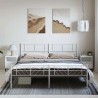 Cadre de lit métal sans matelas et pied de lit blanc 193x203 cm 