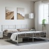Cadre de lit métal sans matelas et pied de lit blanc 193x203 cm 